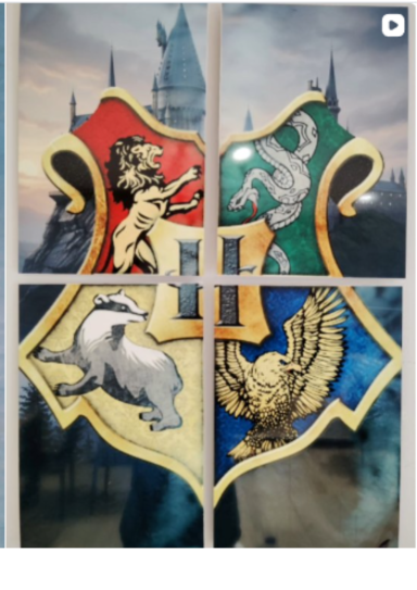 cuadro de Harry Potter elaborado con cuatro piezas